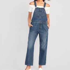 OLD NAVY Women's Blue Denim Cropped Straight Leg Jean Overalls 12